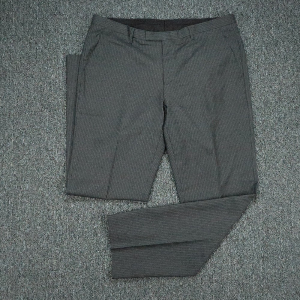 Hugo Boss Pants Mens 36x32 Gray Wool The Grand Central Pinstripe Trouser Striped